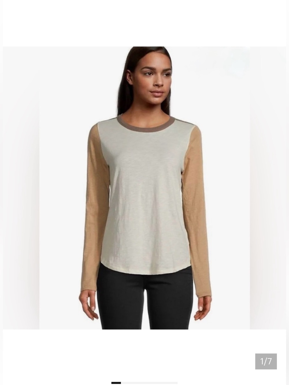 Madewell Colorblock Long-Sleeve Tee in Light Gray and Tan